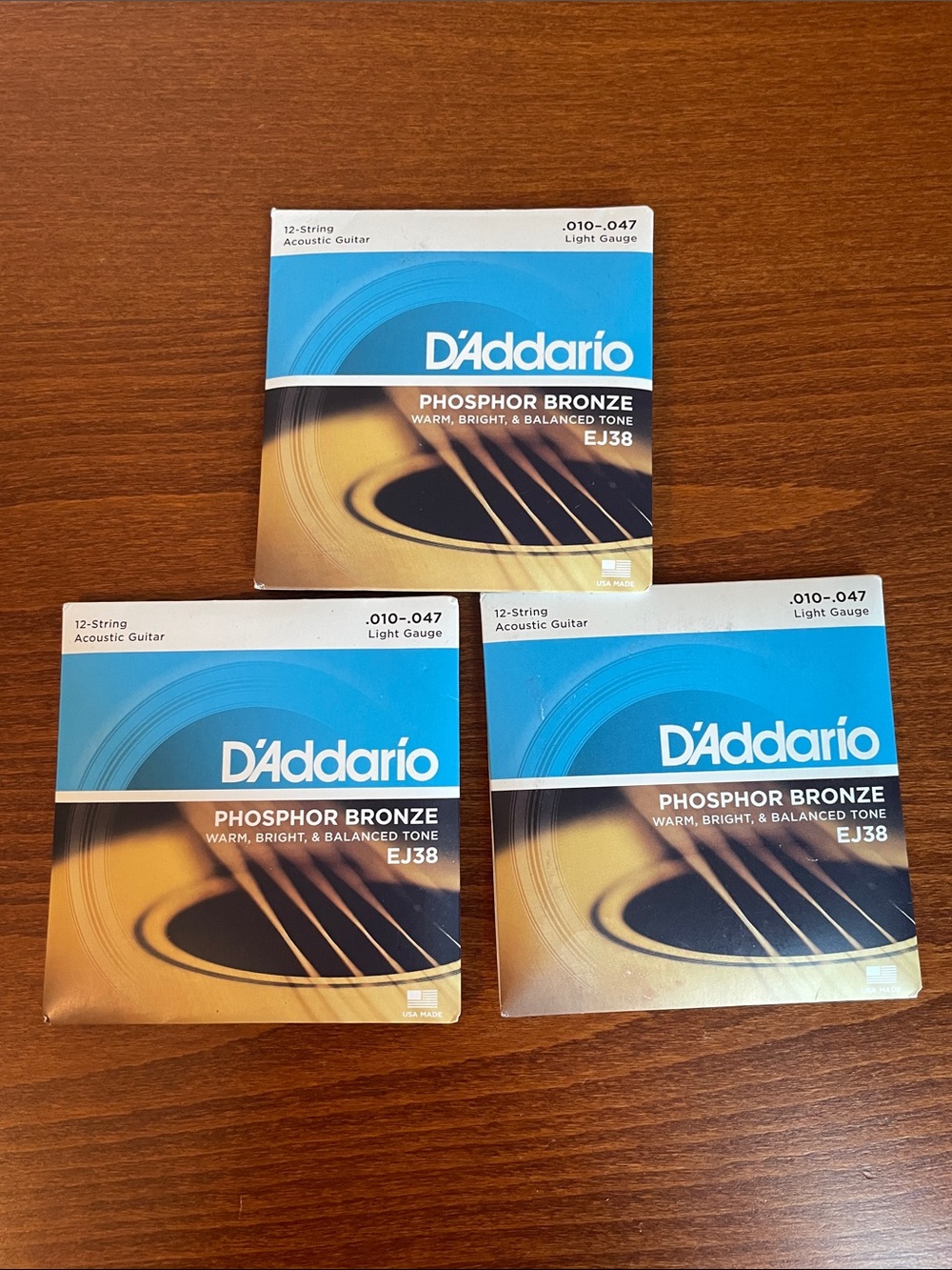 EJ38 Phosphor Bronze 12-String Acoustic Guitar Strings - Bundle of 3